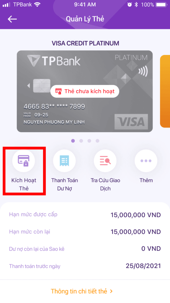 Đăng ký thẻ tín dụng TPBank Evo-kích hoạt thẻ ứng dụng tpbank mobile-finpedia