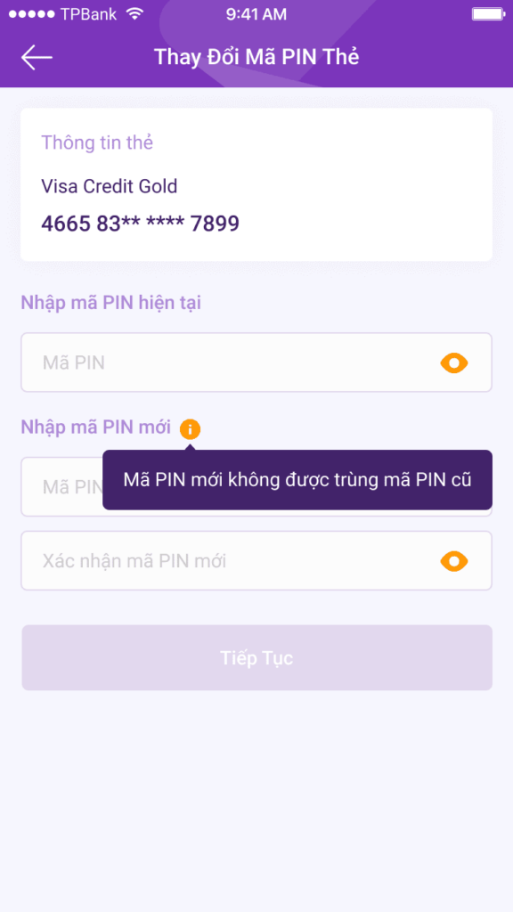 Đăng ký thẻ tín dụng TPBank Evo-đổi mã pin-ứng dụng tpbank mobile-finpedia